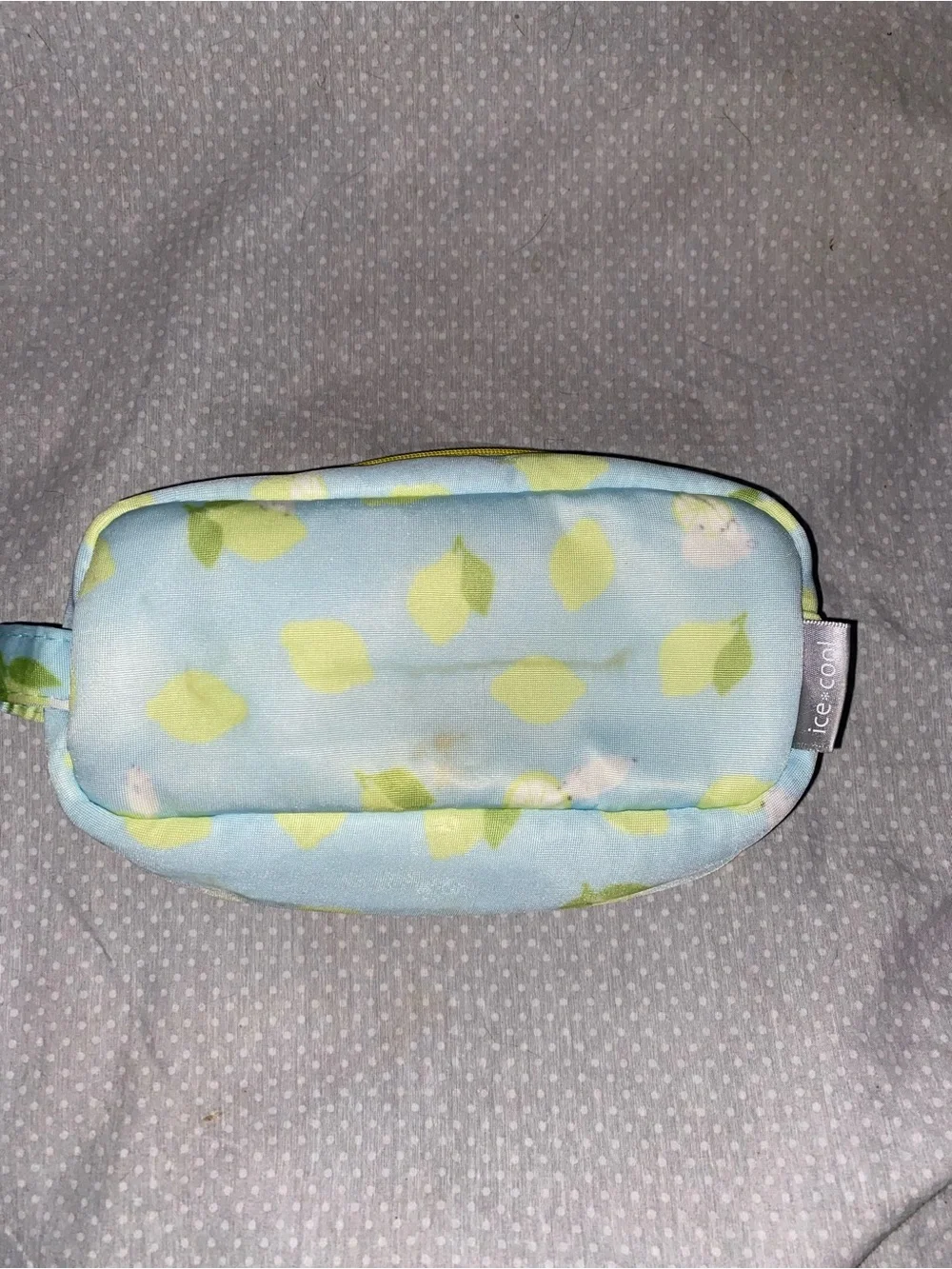 Blue Lemon Print Zipper Pouch